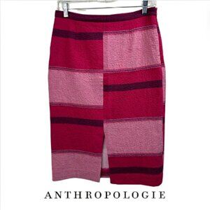 Anthropologie HD in Paris Pink Colorblock Designer Pencil Skirt, size 4